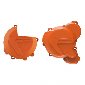 POLISPORT ZESTAW OSŁONA POKRYWY (DEKLA) ALTERNATORA ORAZ OSŁONA POKRYWY SPRZĘGŁA I OSŁONY POMPY WODY KTM EXC/XCW TPI 250/300, HUSQVARNA TE TPI 250/350 `17-22 KOLOR POMARAŃCZOWY (8461700002+8467500002+8485200002)